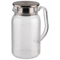 Saft-, Wasserkanne transparent m. Deckel, Polycarbonat, Edelstahl, D: 10 cm, H: 19 cm, I: 1 ltr. Saft-, Wasserkanne transparent m. Deckel, Polycarbonat, Edelstahl, D: 10 cm, H: 19 cm, I: 1 ltr.