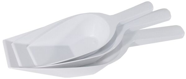 Abwiegeschaufel weiß, I: 0,7 ltr., 21 x 12 cm, L: 35 cm, PP