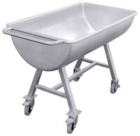 Mengmulde mit zwei Kunststoffrädern PP und zwei Gleitfüßen, I: 150 ltr., 110 x 65 x 82,5 cm Mengmulde mit zwei Kunststoffrädern PP und zwei Gleitfüßen, I: 150 ltr., 110 x 65 x 82,5 cm