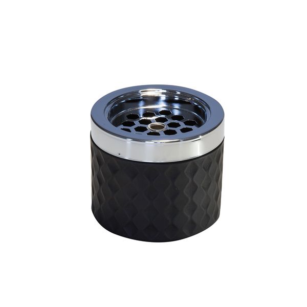 Windascher D: 9,5 cm, H: 8 cm, Glas, mattschwarz, gefrostet, mit Bajonettverschluss