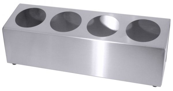 Besteckbehälter, einreihig, für 4 Besteckköcher, Edelstahl, 56,5 x 15 x 15 cm