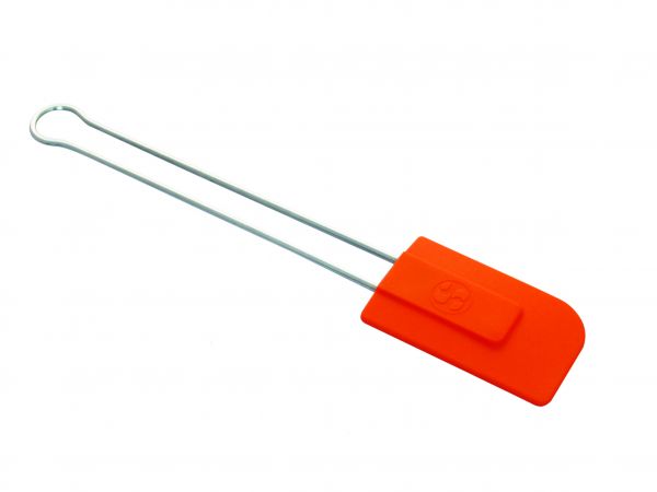 Stielschaber Silikon mittel, orange, 285 mm lang, mit Metallstiel
