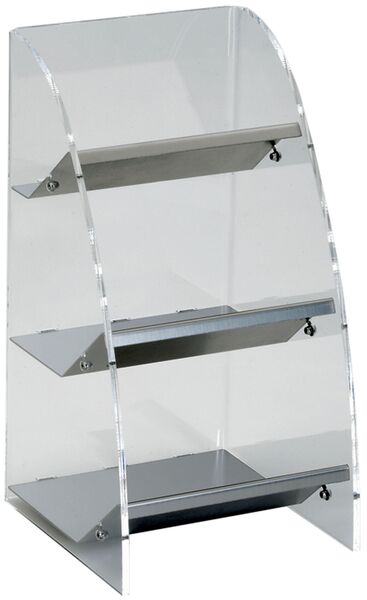 Tresenaufsteller mit 3 Fächern - Modell 633, EdSt., Plexiglas, LxBxH: 180 x 195 x 340 mm
