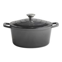Kochtopf m. Deckel 5 STARS, Gusseisen emailliert, D: 25 cm, H: 11,5 cm, I: 4 ltr., aussen: anthrazit, innen: creamy Kochtopf m. Deckel 5 STARS, Gusseisen emailliert, D: 25 cm, H: 11,5 cm, I: 4 ltr., aussen: anthrazit, innen: creamy