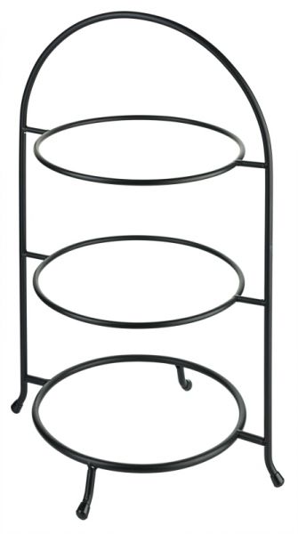 Telleretagere, 3-stufig, schwarz, Stahldraht, D: 22,5 - 27 cm, B: 32 cm, H: 47 cm