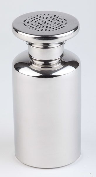 Salzstreuer D: 8 cm, H: 17 cm, Edelstahl, Pommes-Frites Streuer, mit Schraubkappe
