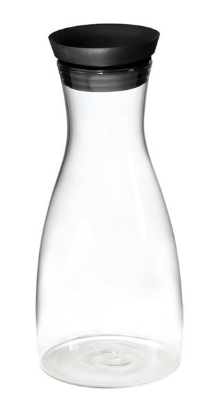 Glas-Karaffe m. Edelstahl-, Silikondeckel, D: 9,5 cm, H: 29 cm, Inhalt: 1 ltr.