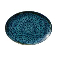 Heart & Soul, Mirage : Indigo - Platte oval coup, 32 x 24 cm Heart & Soul, Mirage : Indigo - Platte oval coup, 32 x 24 cm