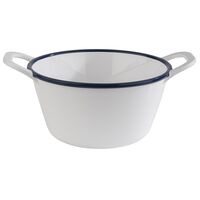 Schale ENAMEL LOOK, 21,5 x 16,5 cm, H: 9,5 cm, Melamin, weiß, blauer Rand, 1 Liter Schale ENAMEL LOOK, 21,5 x 16,5 cm, H: 9,5 cm, Melamin, weiß, blauer Rand, 1 Liter