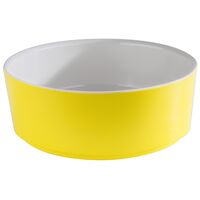 Schale HAPPY BUFFET, D: 20 cm, H: 7 cm, 1,5 Liter, Melamin, innen weiß, außen gelb Schale HAPPY BUFFET, D: 20 cm, H: 7 cm, 1,5 Liter, Melamin, innen weiß, außen gelb