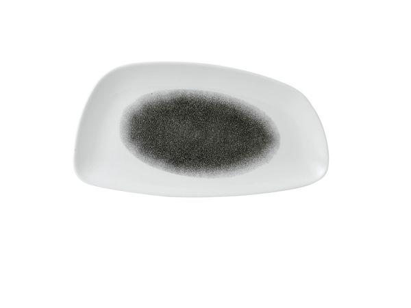 Churchill, Raku : Quartz Black - Chefs Geo Platte, asymmetrisch, 35 x 18,5 cm