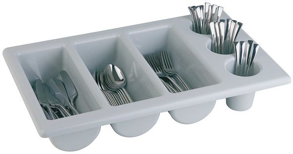 GN 1/1 Besteckkasten 53 x 32,5 cm, H: 10 cm, Polypropylen, grau