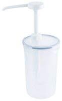 Dispenser rund, mit 30 ml Pumpe, I: 1,2 ltr., D: 10,5 cm, H: 30,5 cm, PP Dispenser rund, mit 30 ml Pumpe, I: 1,2 ltr., D: 10,5 cm, H: 30,5 cm, PP