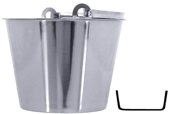 Eimer ohne Bodenreifen, I: 7 ltr., D: 25,5 cm, H: 24 cm, Edelstahl