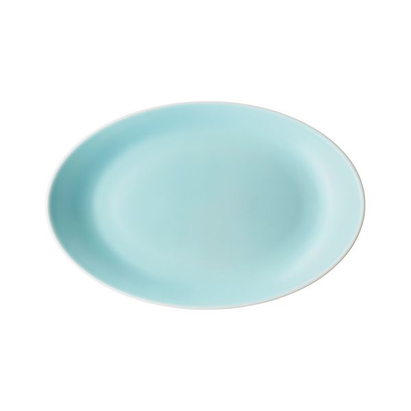 Schönwald, Hygge 7 : Dekor 63124 - Platte coup oval, hellblau, uni, 22,2 x 14 cm
