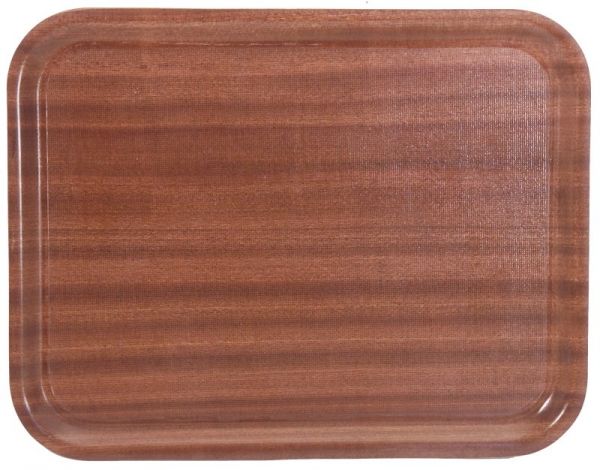 Kantinen-Tablett, rutschfest, mahagoni, Pressholz, 60 x 45 x 1,8 cm