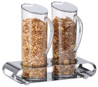 UNISON Müsliflöte Duo, 2 x 1,5 ltr. SAN Behälter, polierter Edelstahl, L: 140 mm, B: 340 mm, H: 290 mm UNISON Müsliflöte Duo, 2 x 1,5 ltr. SAN Behälter, polierter Edelstahl, L: 140 mm, B: 340 mm, H: 290 mm