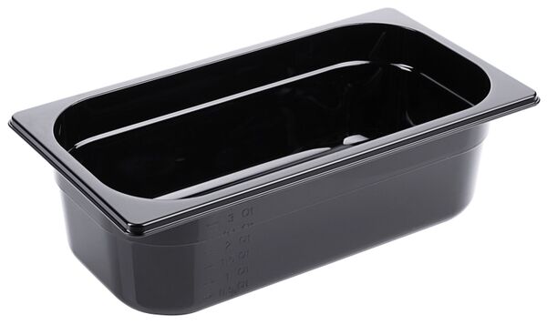 GN-Behälter 1/3, Polycarbonat schwarz, 17,6 x 32,5 cm Tiefe: 100 mm, I: 4,1 ltr.