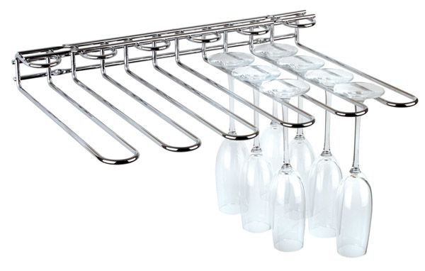 Gläserschiene 45 x 32 cm, H: 6 cm, Metall, verchromt, für Wand und Deckenmontage