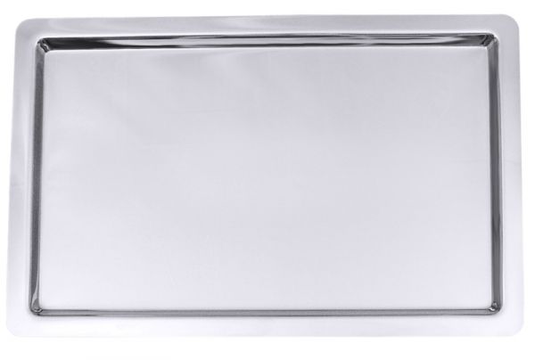 Bankettplatte, rechteckig, glatter Rand, Edelstahl, 65 x 44 x 2 cm