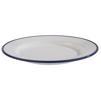 Teller ENAMEL LOOK, D: 20,5 cm, H: 2 cm, Melamin, weiß, blauer Rand Teller ENAMEL LOOK, D: 20,5 cm, H: 2 cm, Melamin, weiß, blauer Rand