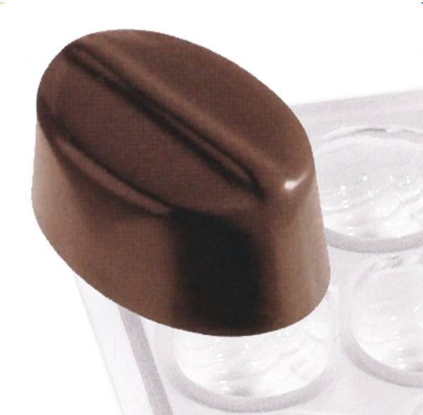 Pralinenform Oval mit Linie, 24 Formen, PC, 32 x 21 x 14 mm