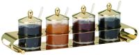ELEGANCE Konfitürenbar Quadro 4 x 0,6 ltr., Gold, opaler Behälter, L: 140 mm, B: 600 mm, H: 180 mm ELEGANCE Konfitürenbar Quadro 4 x 0,6 ltr., Gold, opaler Behälter, L: 140 mm, B: 600 mm, H: 180 mm