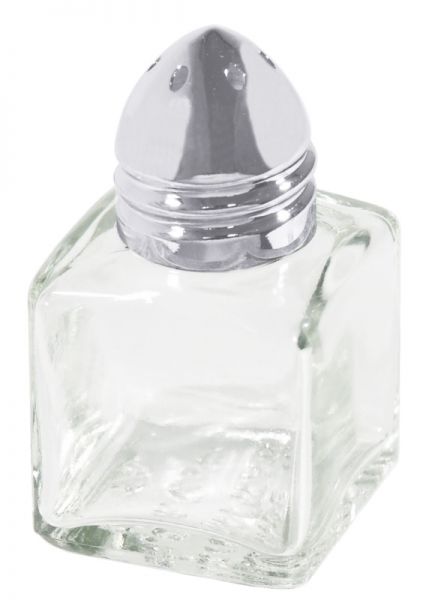 Mini-Salzstreuer, einzeln, Kappe mit sechs Löchern, Pressglas, I: 0,012 ltr., 3 x 3 cm, H: 5,5 cm