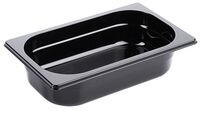 GN-Behälter 1/4, Polycarbonat schwarz, 26,5 x 16,2 cm Tiefe: 65 mm, I: 1,73 ltr. GN-Behälter 1/4, Polycarbonat schwarz, 26,5 x 16,2 cm Tiefe: 65 mm, I: 1,73 ltr.