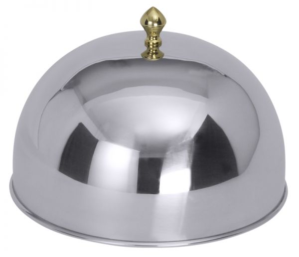 Speiseglocke mit vergoldetem Griffknopf, Edelstahl, D: 24,5 cm, H: 14 cm