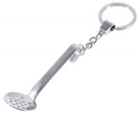 Schlüsselanhänger Schaumlöffel, mit Kette und Ring, Edelstahl, L: 8,5 cm Schlüsselanhänger Schaumlöffel, mit Kette und Ring, Edelstahl, L: 8,5 cm