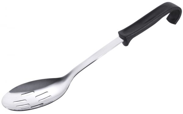 Servierlöffel perforiert, Buffet Noir, EdSt., schwarzer PA-Griff, 6 x 10 cm, L: 31 cm