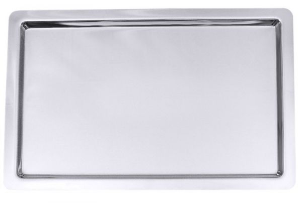 Bankettplatte, rechteckig, glatter Rand, Edelstahl, 75 x 50 x 2 cm