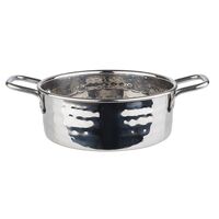 Serviertöpfchen, D: 13,5 cm, H: 5 cm, Edelstahl, 0,55 Liter, gehämmerte Oberfäche Serviertöpfchen, D: 13,5 cm, H: 5 cm, Edelstahl, 0,55 Liter, gehämmerte Oberfäche