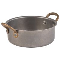 Serviertopf, Edelstahl, D: 14 cm, H: 5 cm, I: 0,55 ltr., Farbe: Antik-Edelstahl-Look Serviertopf, Edelstahl, D: 14 cm, H: 5 cm, I: 0,55 ltr., Farbe: Antik-Edelstahl-Look