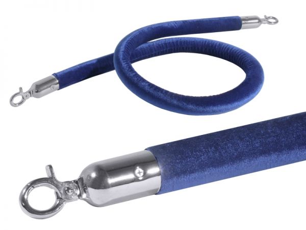 Absperrseil, samtummantelt, blau, D: 3 cm, L: 150 cm