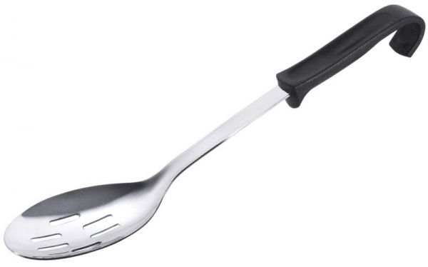 Servierlöffel perforiert, Buffet Noir, EdSt., schwarzer PA-Griff, 7 x 10,5 cm, L: 35 cm