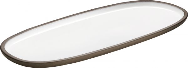 Playground, Steinzeug - RENEW : Platte oval, weiss, 35 x 15 cm