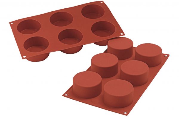 Silikon - Backform Zylinder, 6 x 133 ml, D: 70 mm, H: 35 mm