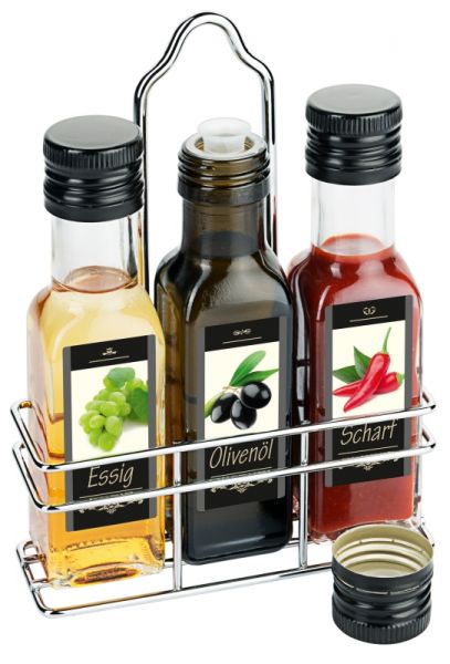 Menage Öl/Essig/Sauce, verchromter Draht, I: 0,1 ltr., 14,5 x 5 x 18,5 cm