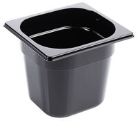 GN-Behälter 1/6, Polycarbonat schwarz, 17,6 x 16,2 cm Tiefe: 150 mm, I: 2,25 ltr. GN-Behälter 1/6, Polycarbonat schwarz, 17,6 x 16,2 cm Tiefe: 150 mm, I: 2,25 ltr.