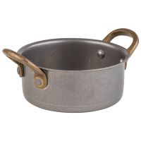Serviertopf, Edelstahl, D: 11,5 cm, H: 5 cm, I: 0,35 ltr., Farbe: Antik-Edelstahl-Look Serviertopf, Edelstahl, D: 11,5 cm, H: 5 cm, I: 0,35 ltr., Farbe: Antik-Edelstahl-Look