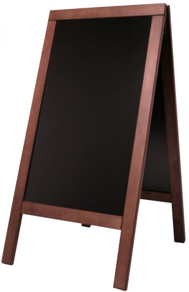 Kundenstopper mit Kreidetafel, Holz, PVC, mahagonifarben, 58 x 100 cm, B: 71 cm, H: 134 cm