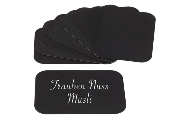 Beschriftungskarten 10er Set, 7,5 x 5 cm, Stärke: 0,4 mm, PVC, schwarz