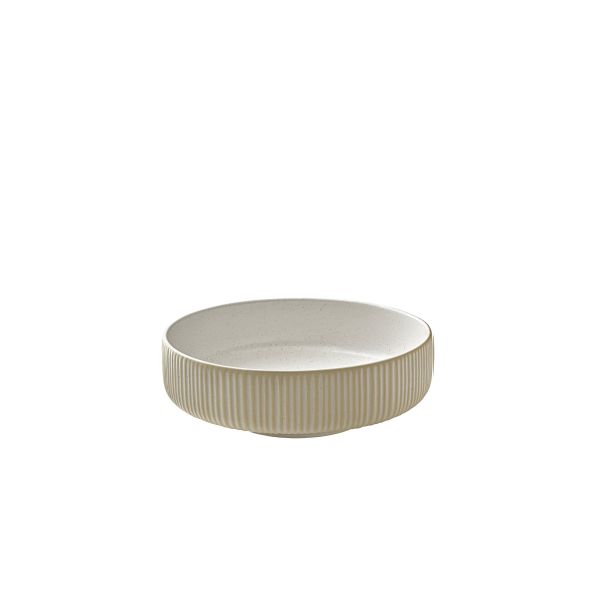 Playground, Steinzeug - NARA Weiss : Schale rund , Relief, 12 cm/ 0,33 ltr.
