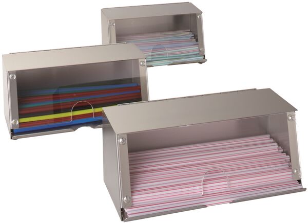 Trinkhalmspender f. Halme bis 220 mm - Modell 45/230, EdSt., Plexiglas, LxBxH: 230 x 140 x 130 mm