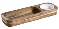 Dip-Set, Akazienholz, tiefe Mulde, mit Dipschälchen aus Porzellan, 30 x 10 x 3,5 cm Dip-Set, Akazienholz, tiefe Mulde, mit Dipschälchen aus Porzellan, 30 x 10 x 3,5 cm