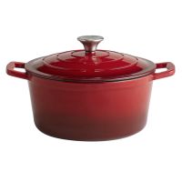 Kochtopf m. Deckel 5 STARS, Gusseisen emailliert, D: 25 cm, H: 11,5 cm, I: 4 ltr.,aussen: rot, innen: creamy Kochtopf m. Deckel 5 STARS, Gusseisen emailliert, D: 25 cm, H: 11,5 cm, I: 4 ltr.,aussen: rot, innen: creamy