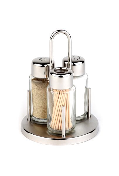 Menage CLASSIC, D: 10,5 cm, H: 16 cm, Ständer aus 18/8 Edelstahl, Edelstahl-Deckel