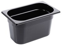 GN-Behälter 1/4, Polycarbonat schwarz, 26,5 x 16,2 cm Tiefe: 150 mm, I: 3,72 ltr. GN-Behälter 1/4, Polycarbonat schwarz, 26,5 x 16,2 cm Tiefe: 150 mm, I: 3,72 ltr.